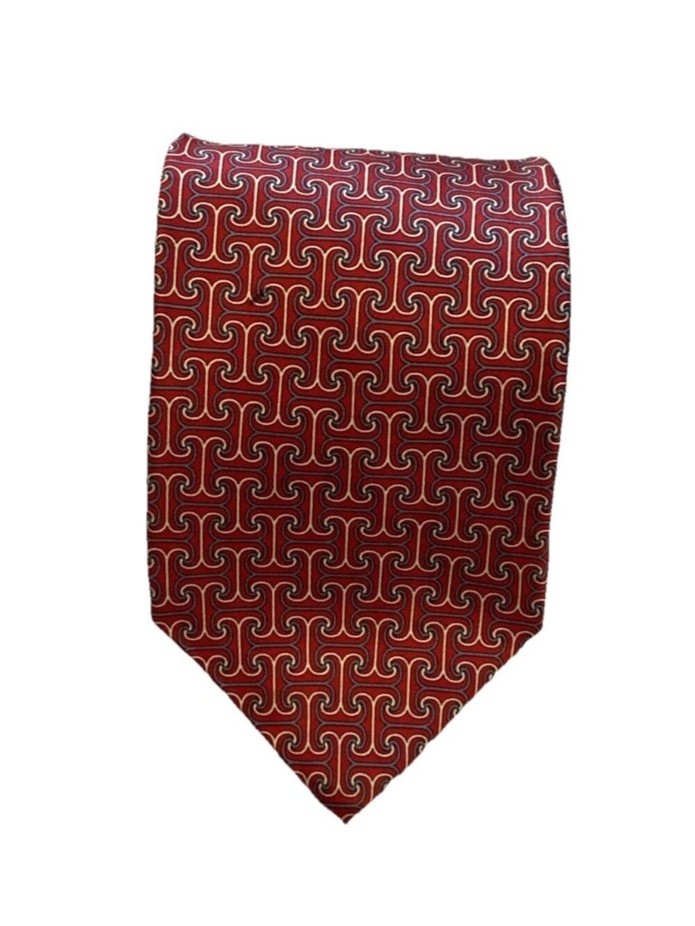 JOS. A. BANK Men's Silk Tie Handsewn USA Red/Multi  H pattern boardroom